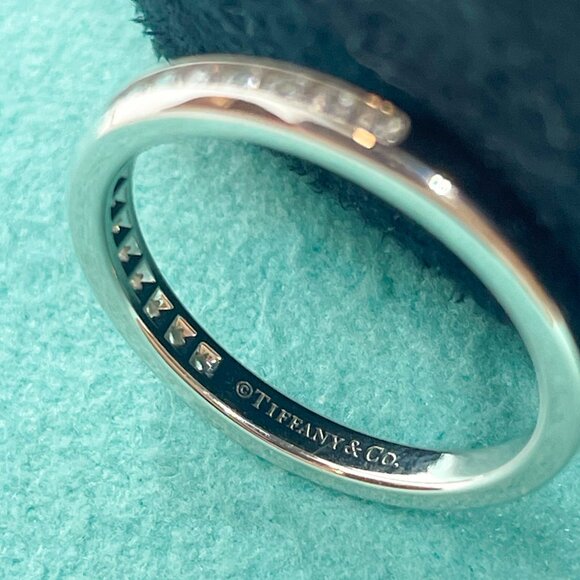 Tiffany & Co Platinum Diamond Channel 2mm Half Circle Wedding Band Size 4.75 - Picture 3 of 16